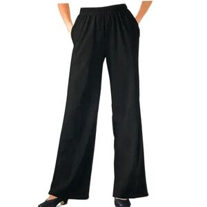 WOMAN WITHIN Wide Leg Pants Black 7 Day Knit Pockets Women’s Plus Size 4X 34/36